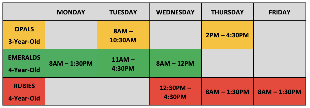 2023 Timetable for Website